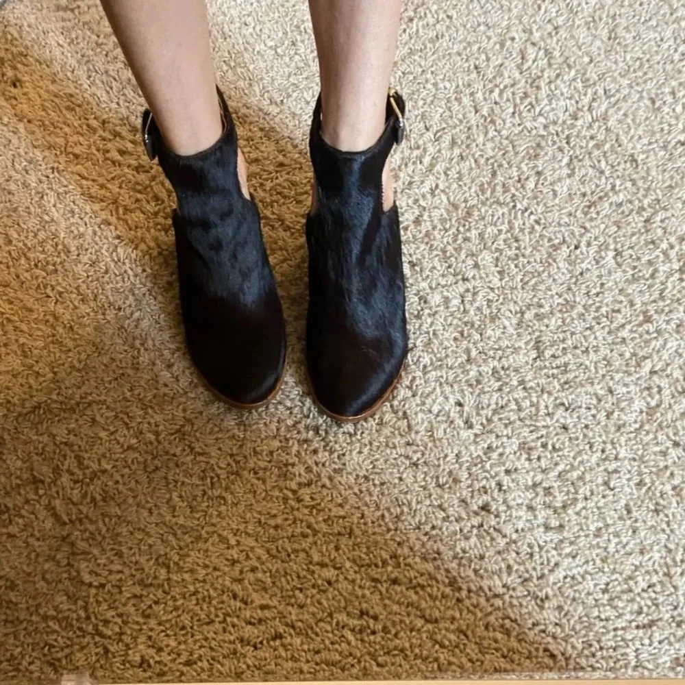 Thakoon Dark Brown Calf Hair Slingback Ankle Booties Block Heel EU 37